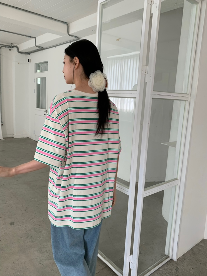 LOVE MY SANTA韓國代購女裝新款熱賣休閑推薦職業T恤條紋Santa/LOVE MY SANTAT恤