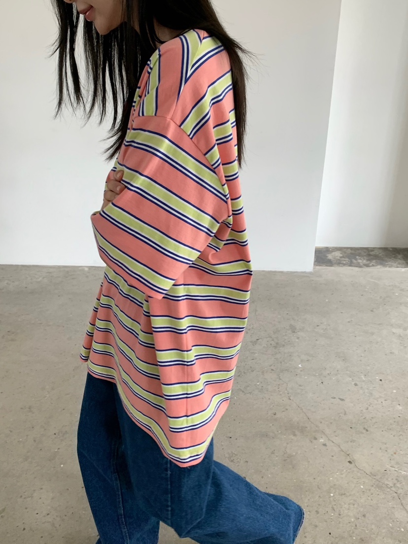 LOVE MY SANTA韓國代購女裝新款熱賣休閑推薦職業T恤條紋Santa/LOVE MY SANTAT恤