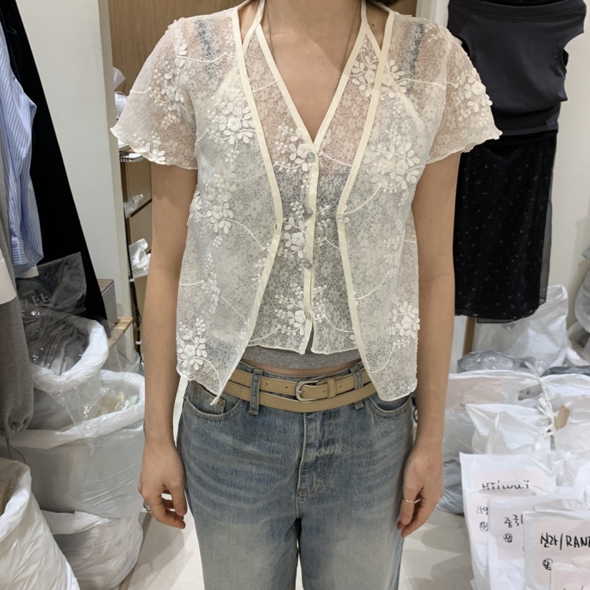 HOWFF韓國代購女裝新款人氣職業推薦襯衫蕾絲衫假兩件套裝HOWFF襯衫/蕾絲衫