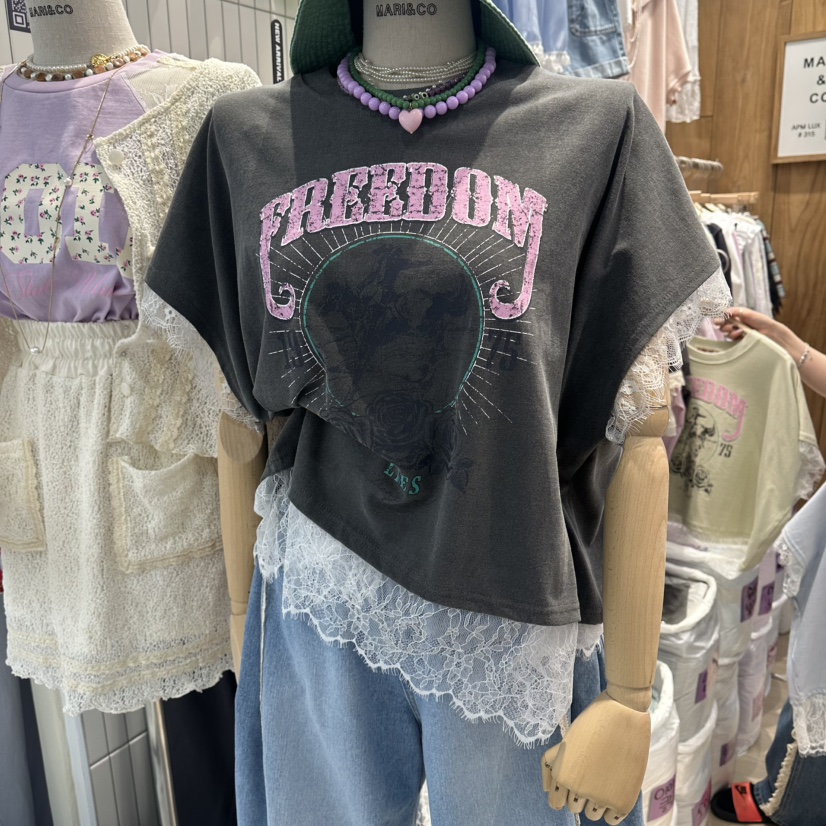 MARI CO韓國代購女士新款時尚人氣推薦休閑職業熱賣T恤復古MARI COT恤圖色2