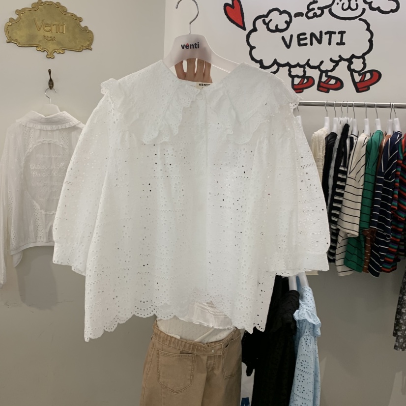 VENTI韓國代購女裝新款職業休閑人氣時尚熱賣襯衫蕾絲衫蕾絲VENTI襯衫/蕾絲衫圖色2