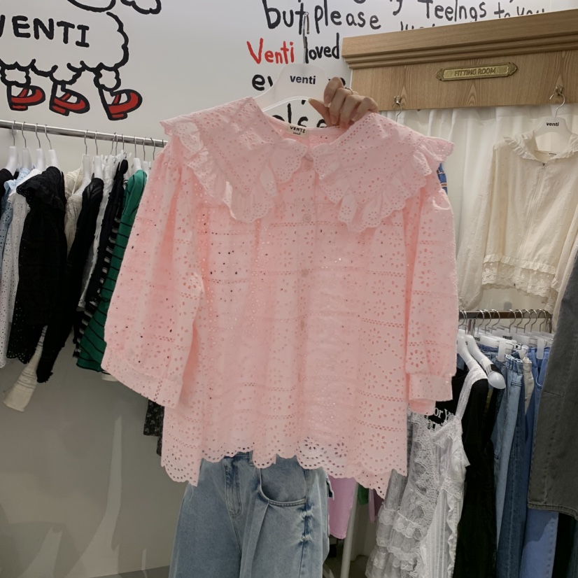 VENTI韓國代購女裝新款職業休閑人氣時尚熱賣襯衫蕾絲衫蕾絲VENTI襯衫/蕾絲衫圖色4