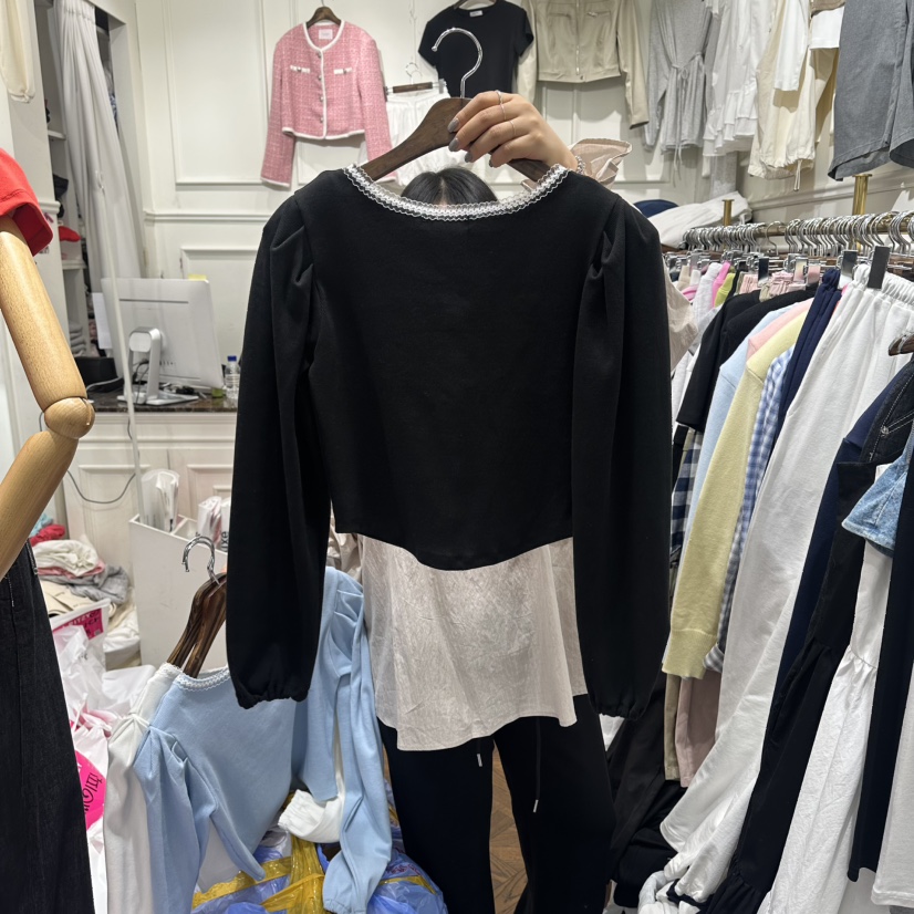 J.RITZY韓國東大門直郵女裝新品推薦時尚長袖T恤蕾絲開衫J.RITZY長袖T恤