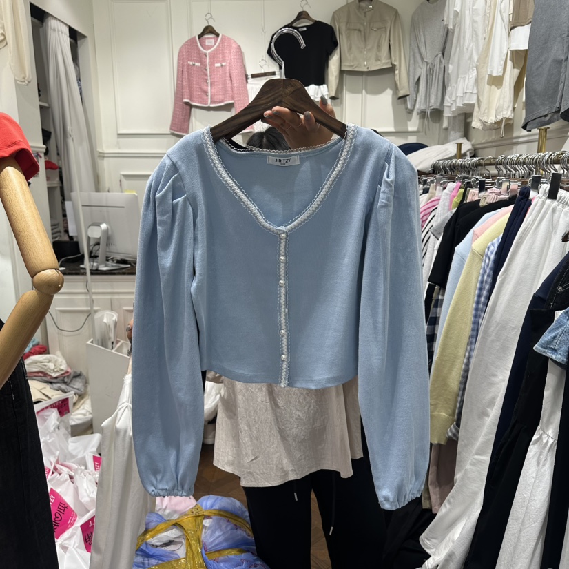 J.RITZY韓國東大門直郵女裝新品推薦時尚長袖T恤蕾絲開衫J.RITZY長袖T恤圖色2