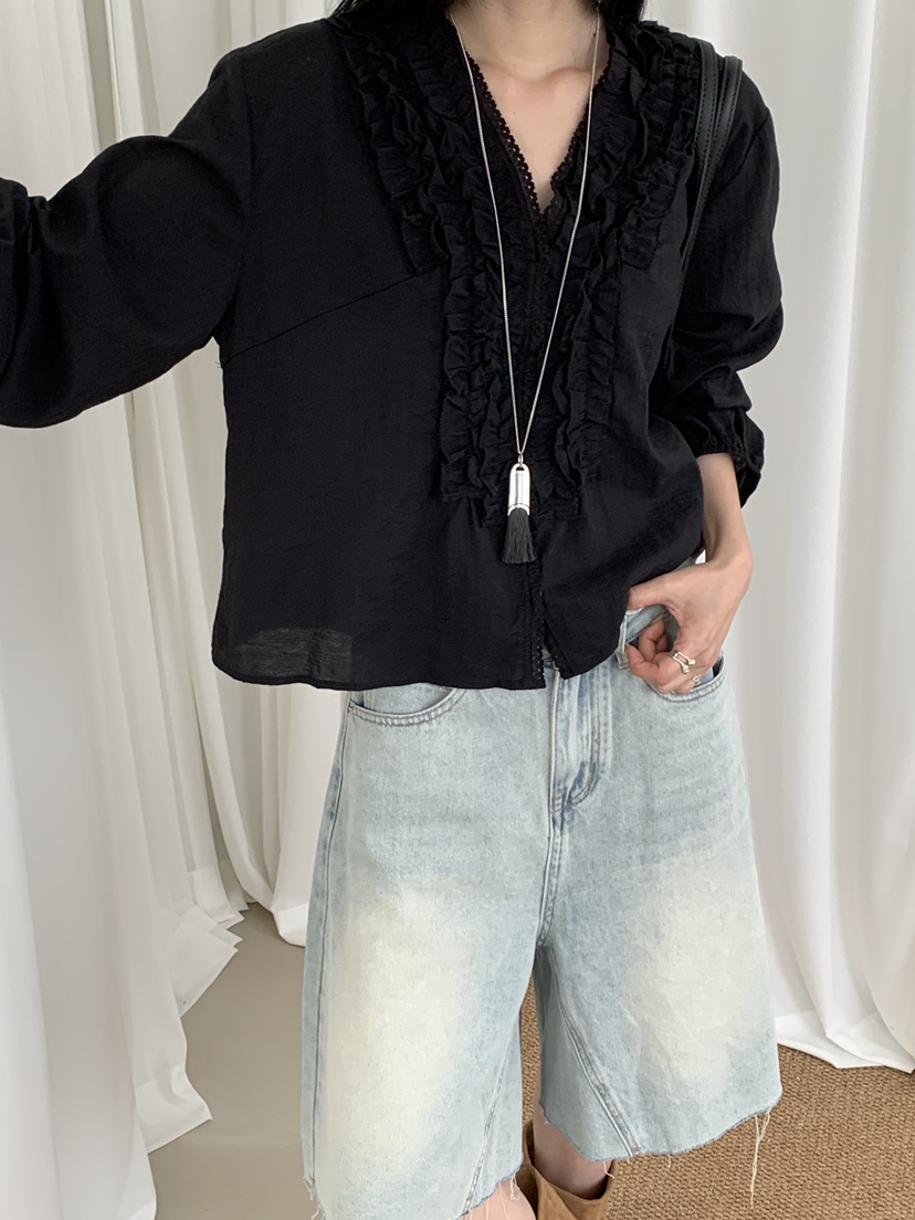 RIVER RAIN韓國東大門代購女裝新款休閑職業推薦襯衫蕾絲衫RIVER RAIN襯衫/蕾絲衫