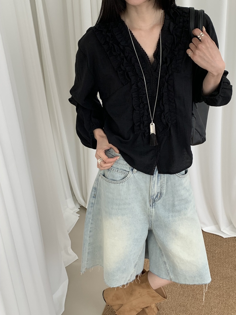 RIVER RAIN韓國東大門代購女裝新款休閑職業推薦襯衫蕾絲衫RIVER RAIN襯衫/蕾絲衫