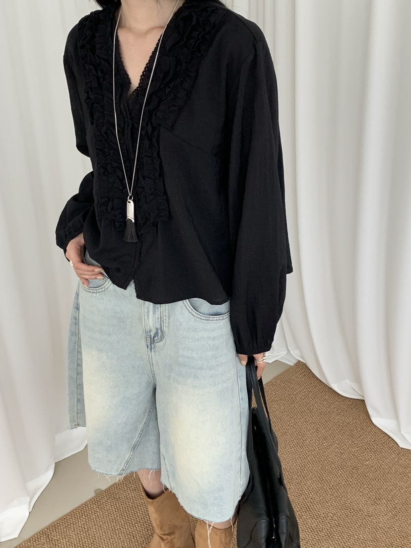 RIVER RAIN韓國東大門代購女裝新款休閑職業推薦襯衫蕾絲衫RIVER RAIN襯衫/蕾絲衫