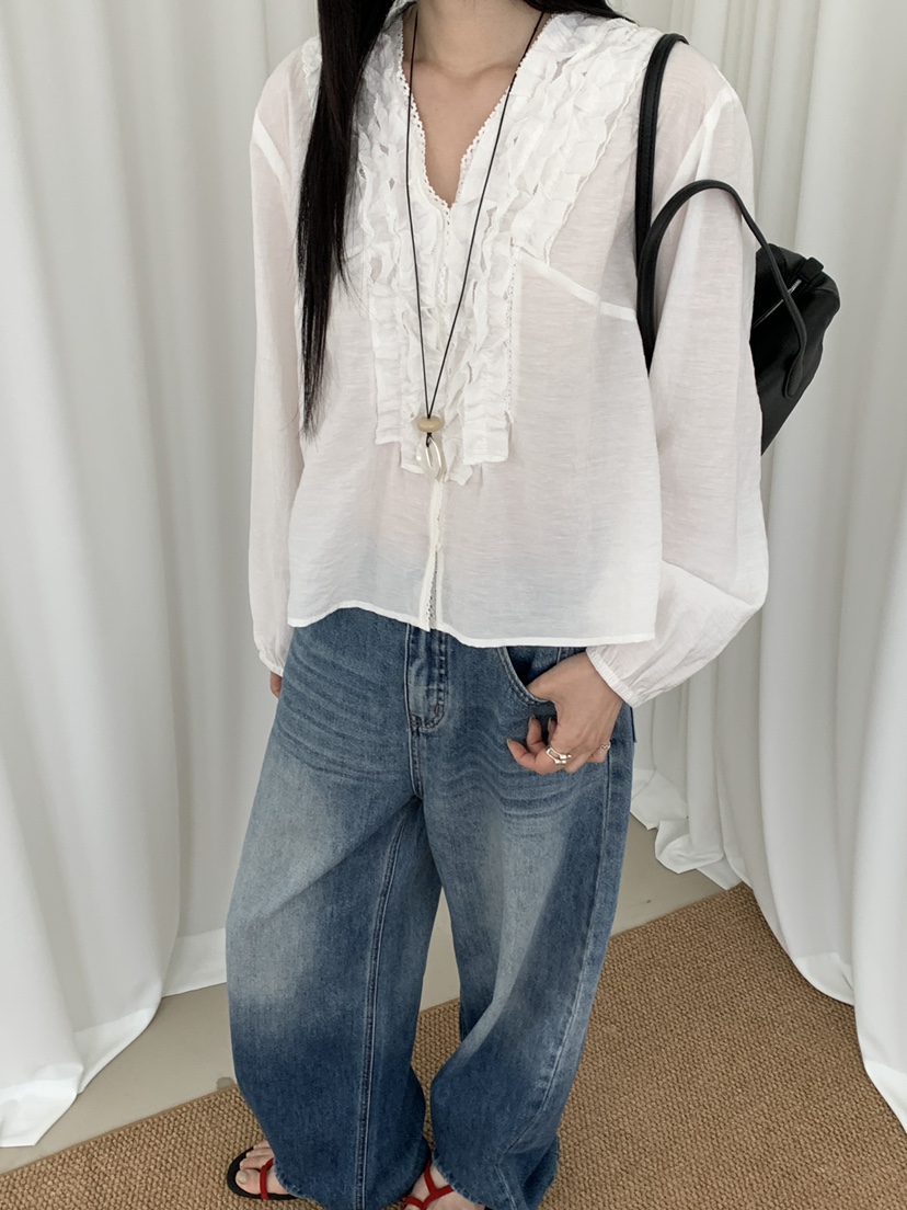 RIVER RAIN韓國東大門代購女裝新款休閑職業推薦襯衫蕾絲衫RIVER RAIN襯衫/蕾絲衫