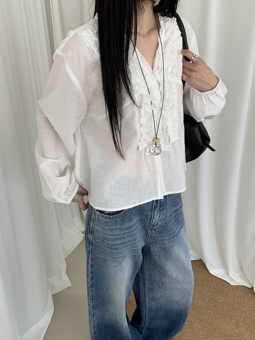 RIVER RAIN韓國東大門代購女裝新款休閑職業推薦襯衫蕾絲衫RIVER RAIN襯衫/蕾絲衫