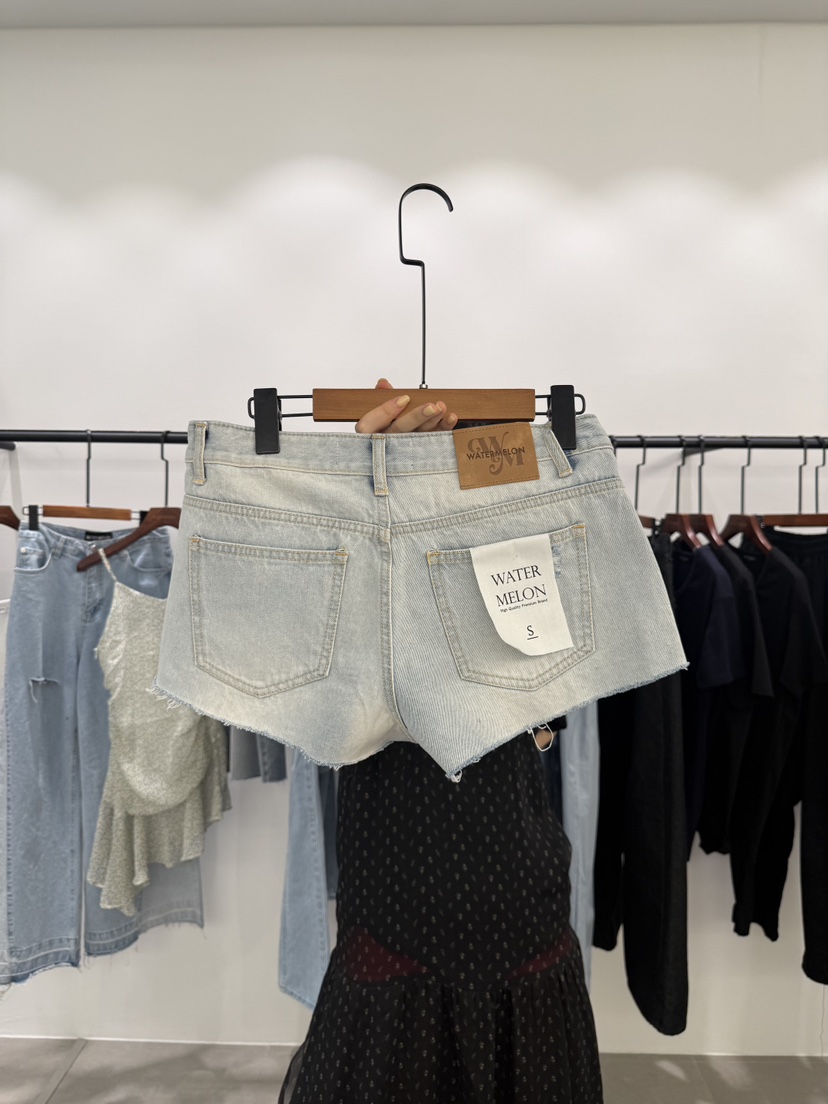 WATERMELON韓國東大門代購女裝新品推薦職業休閑短褲復古WATER MELON短褲
