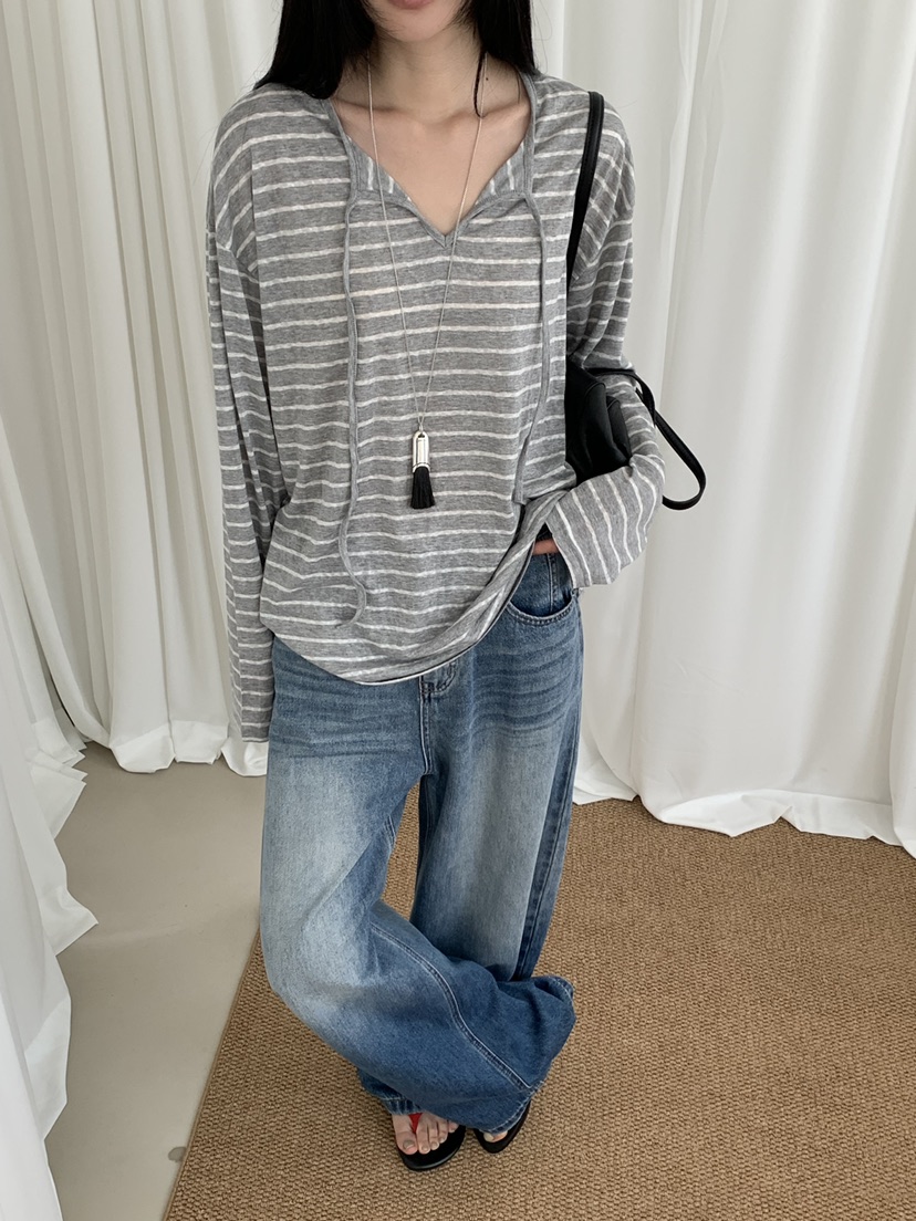 RIVER RAIN韓國直郵實拍女士新款職業推薦休閑熱賣長袖T恤RIVER RAIN長袖T恤