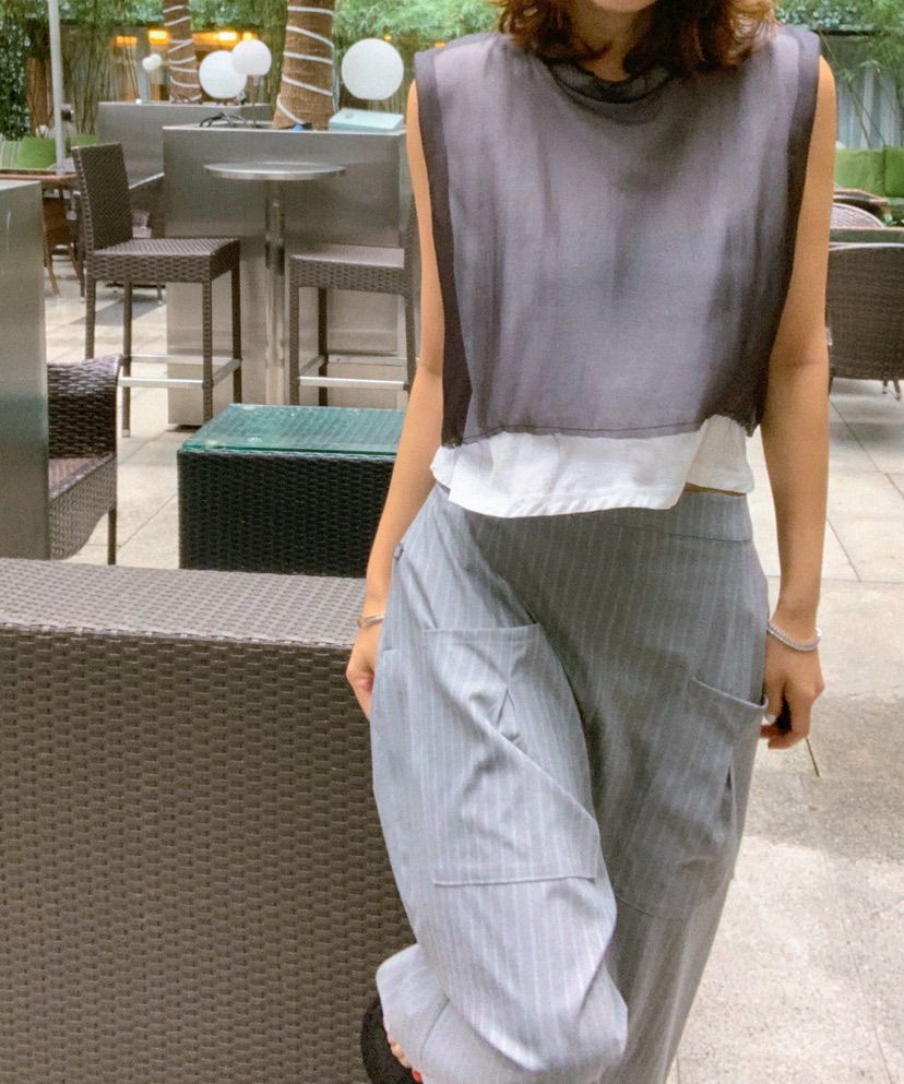 PARIS MATCH韓國東大門代購女裝新款休閑熱賣26春夏吊帶背心PARIS MATCH吊帶/背心圖色1