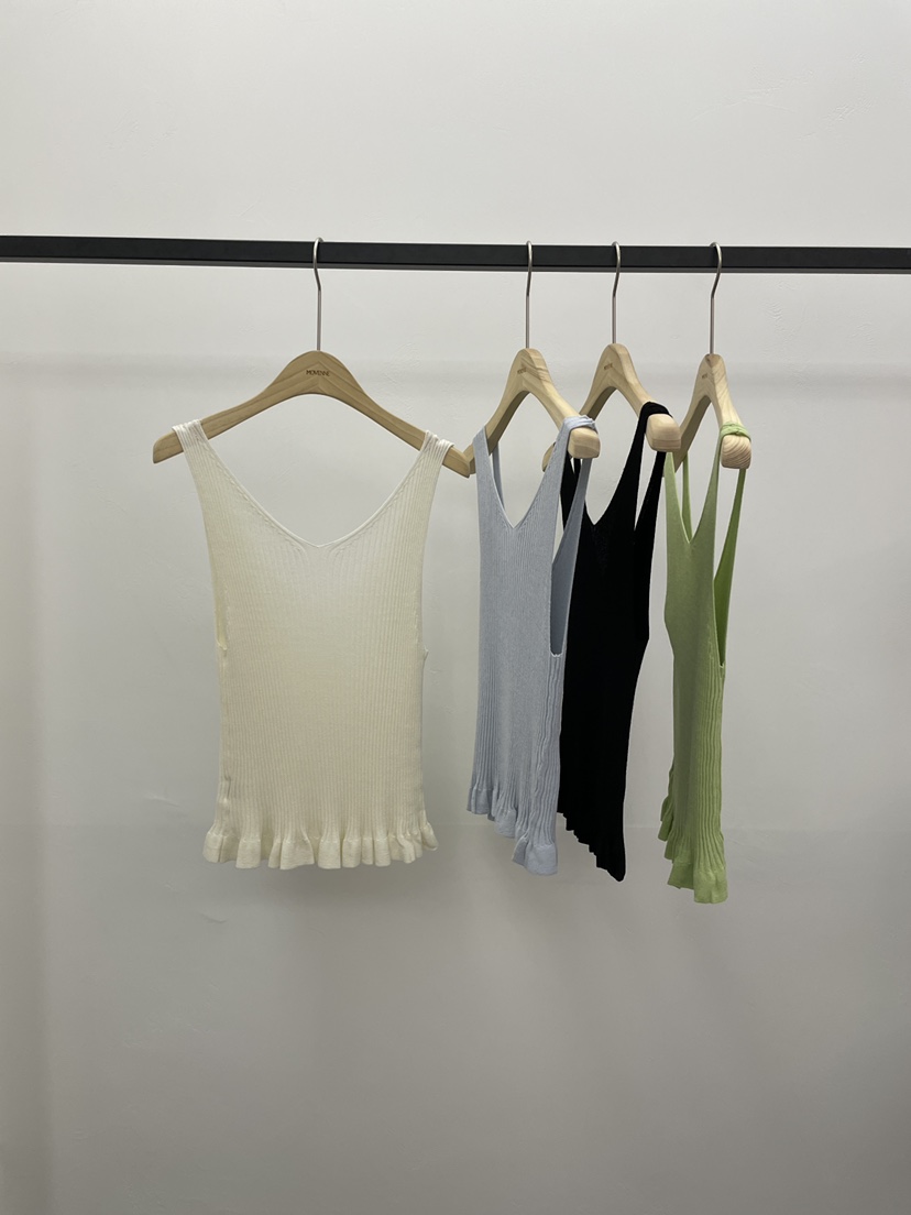 MOVENNE韓國東大門直郵女士新款職業熱賣吊帶背心褶邊針織MOVENNE吊帶/背心