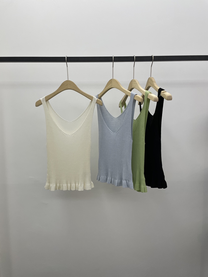 MOVENNE韓國東大門直郵女士新款職業熱賣吊帶背心褶邊針織MOVENNE吊帶/背心