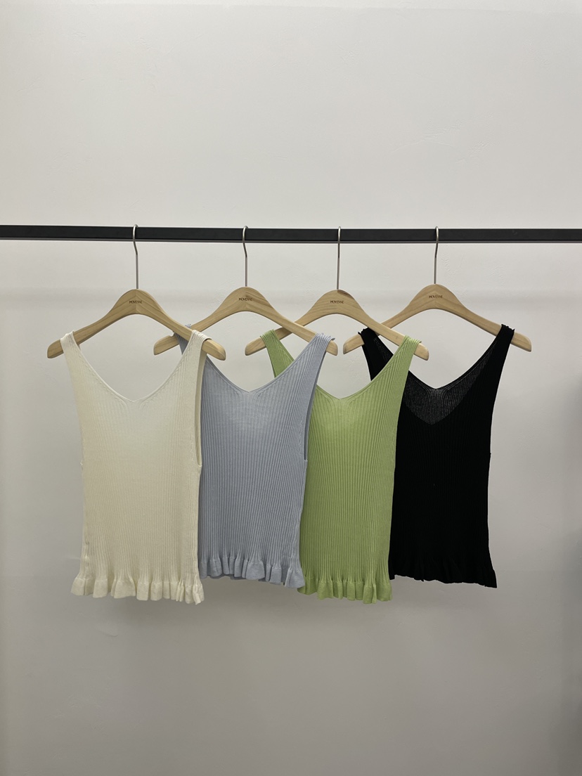 MOVENNE韓國東大門直郵女士新款職業熱賣吊帶背心褶邊針織MOVENNE吊帶/背心