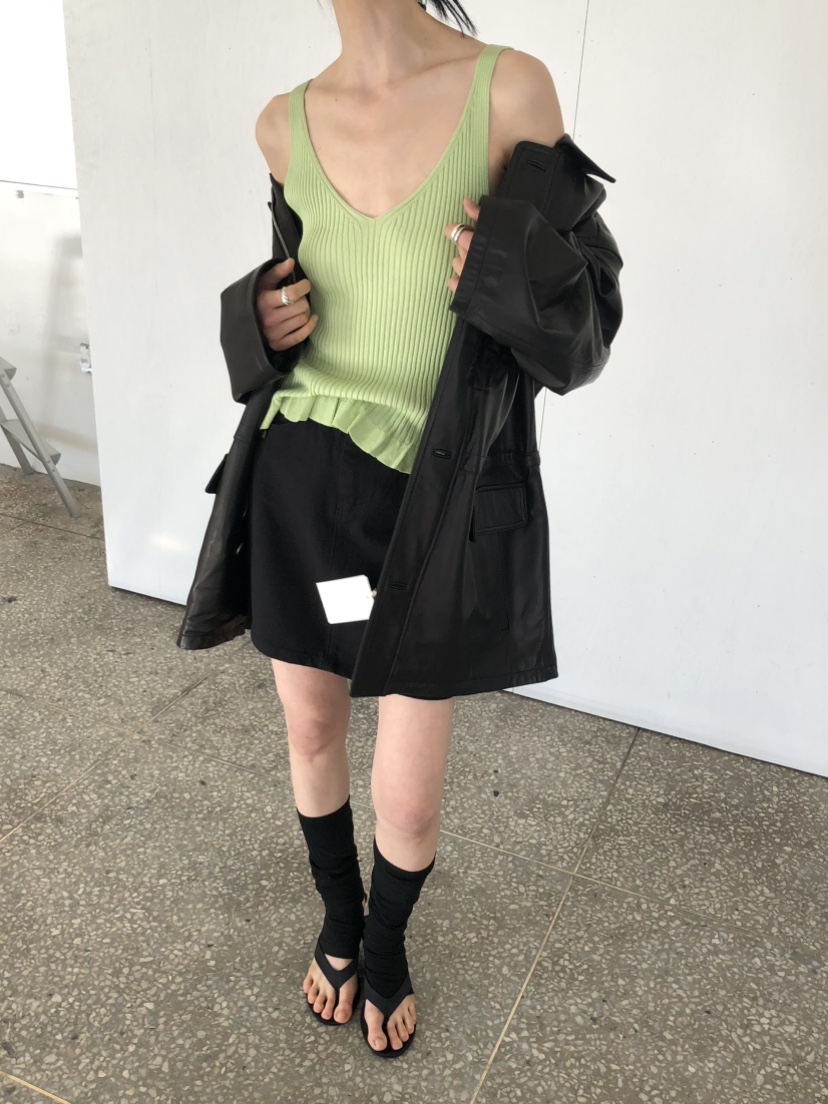 MOVENNE韓國東大門直郵女士新款職業熱賣吊帶背心褶邊針織MOVENNE吊帶/背心