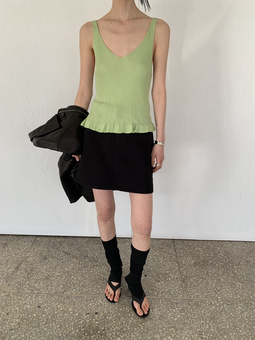 MOVENNE韓國東大門直郵女士新款職業熱賣吊帶背心褶邊針織MOVENNE吊帶/背心