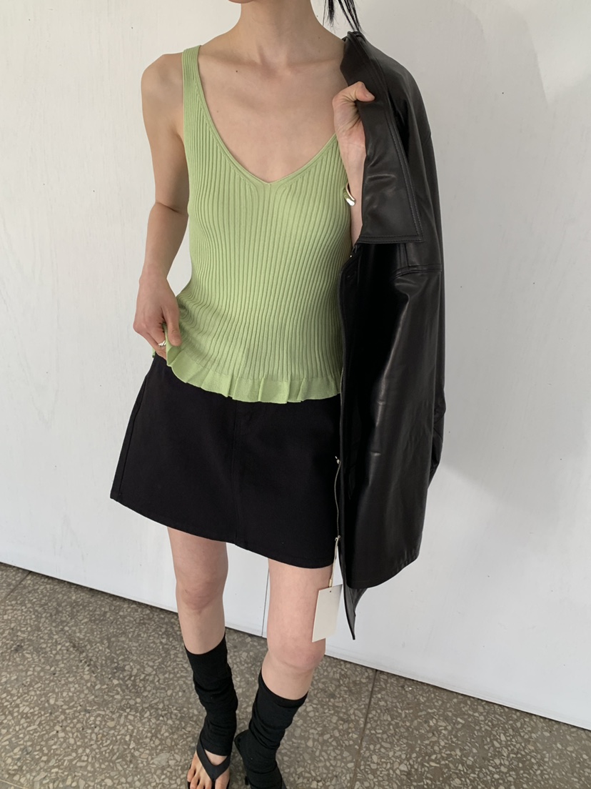 MOVENNE韓國東大門直郵女士新款職業熱賣吊帶背心褶邊針織MOVENNE吊帶/背心