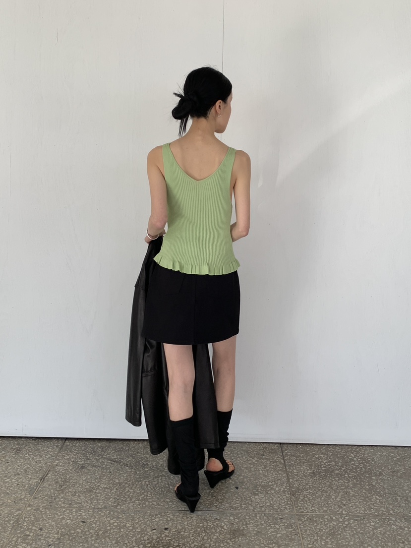 MOVENNE韓國東大門直郵女士新款職業熱賣吊帶背心褶邊針織MOVENNE吊帶/背心