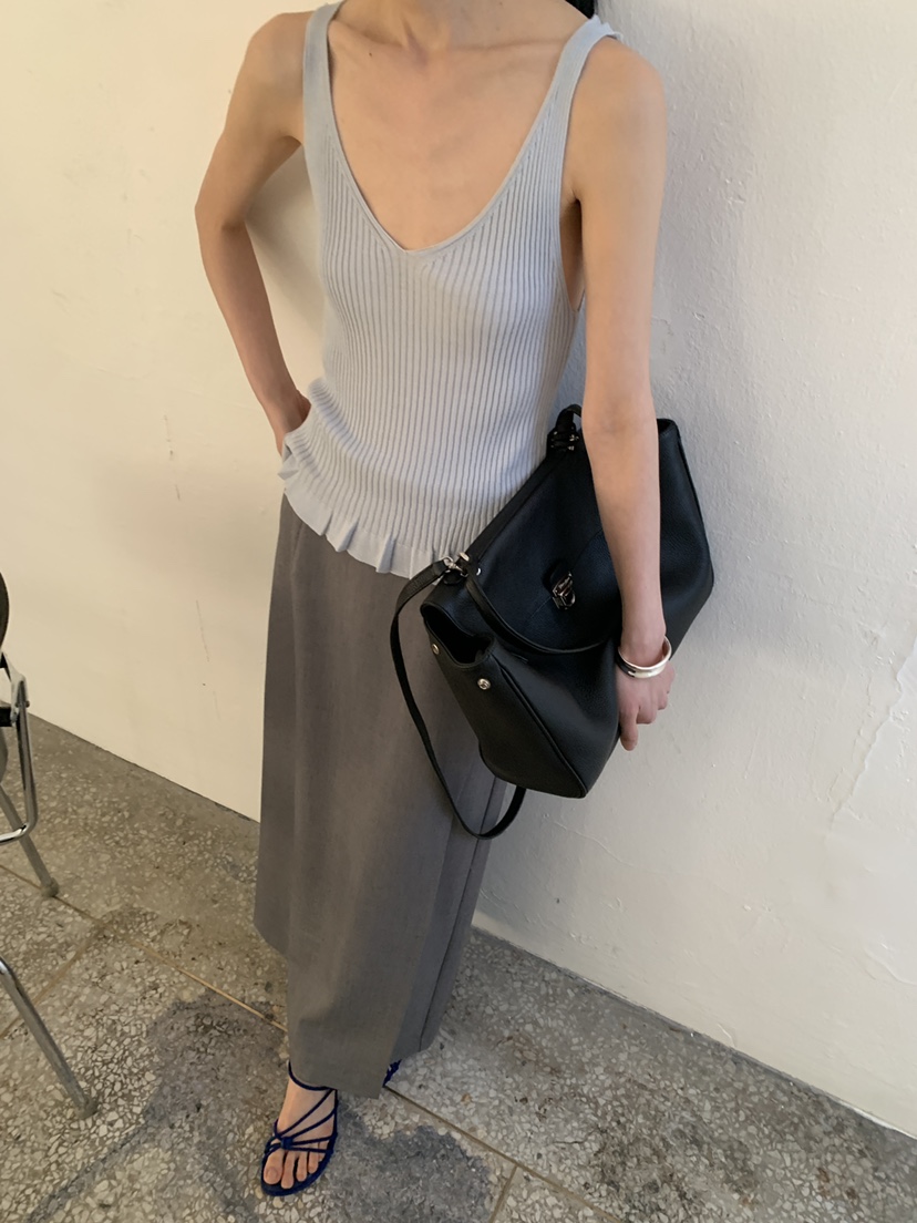 MOVENNE韓國東大門直郵女士新款職業熱賣吊帶背心褶邊針織MOVENNE吊帶/背心