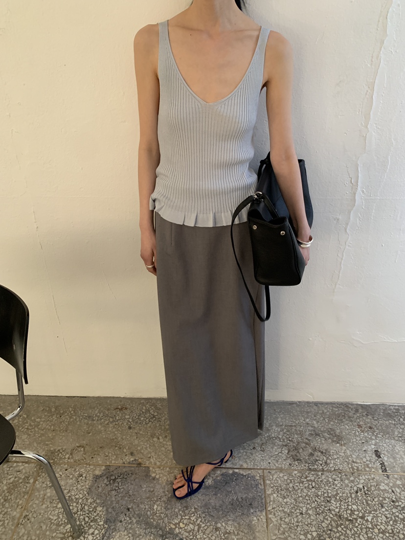 MOVENNE韓國東大門直郵女士新款職業熱賣吊帶背心褶邊針織MOVENNE吊帶/背心