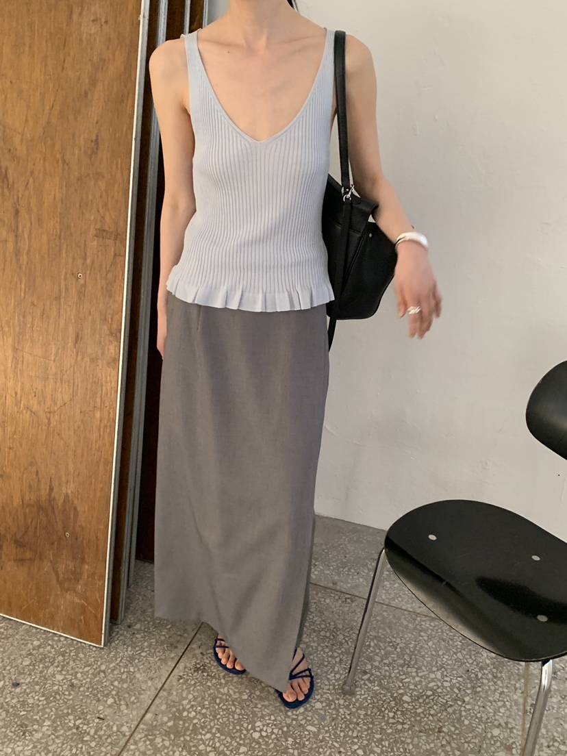 MOVENNE韓國東大門直郵女士新款職業熱賣吊帶背心褶邊針織MOVENNE吊帶/背心