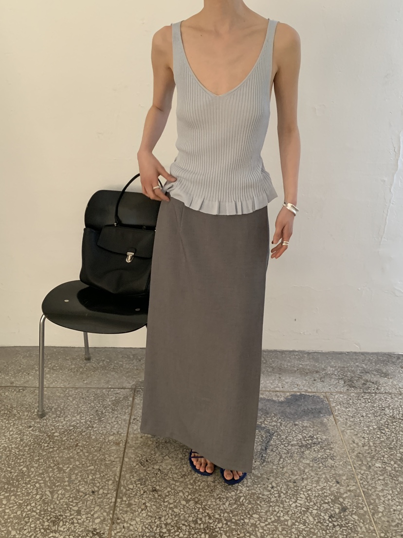 MOVENNE韓國東大門直郵女士新款職業熱賣吊帶背心褶邊針織MOVENNE吊帶/背心