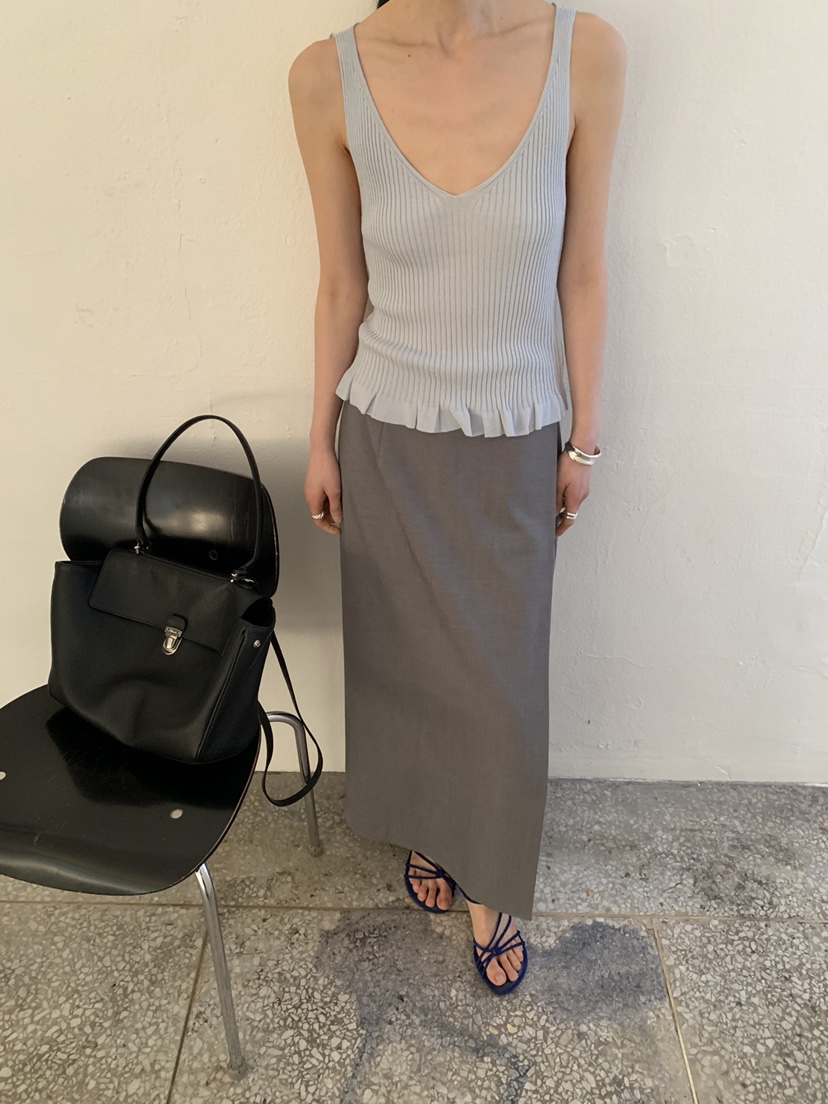 MOVENNE韓國東大門直郵女士新款職業熱賣吊帶背心褶邊針織MOVENNE吊帶/背心