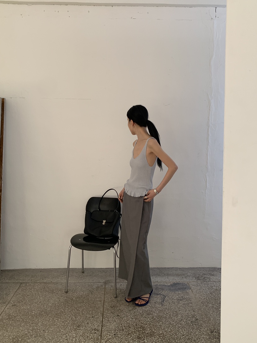 MOVENNE韓國東大門直郵女士新款職業熱賣吊帶背心褶邊針織MOVENNE吊帶/背心