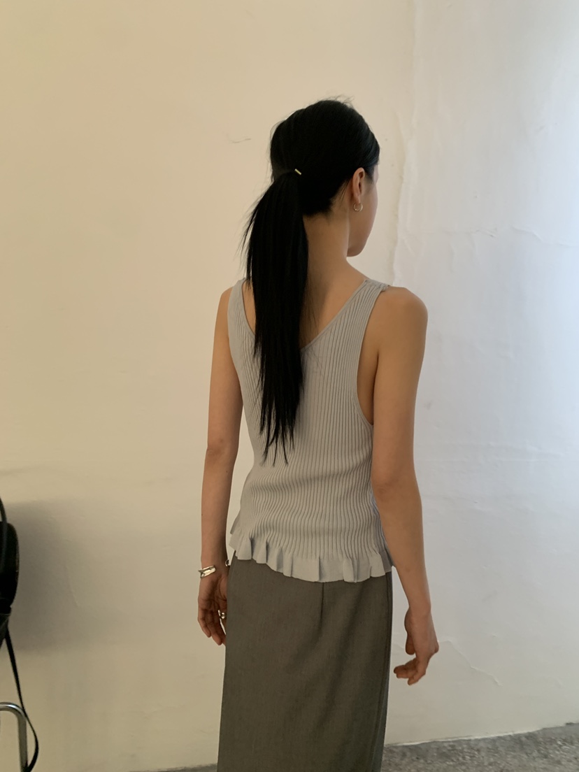 MOVENNE韓國東大門直郵女士新款職業熱賣吊帶背心褶邊針織MOVENNE吊帶/背心