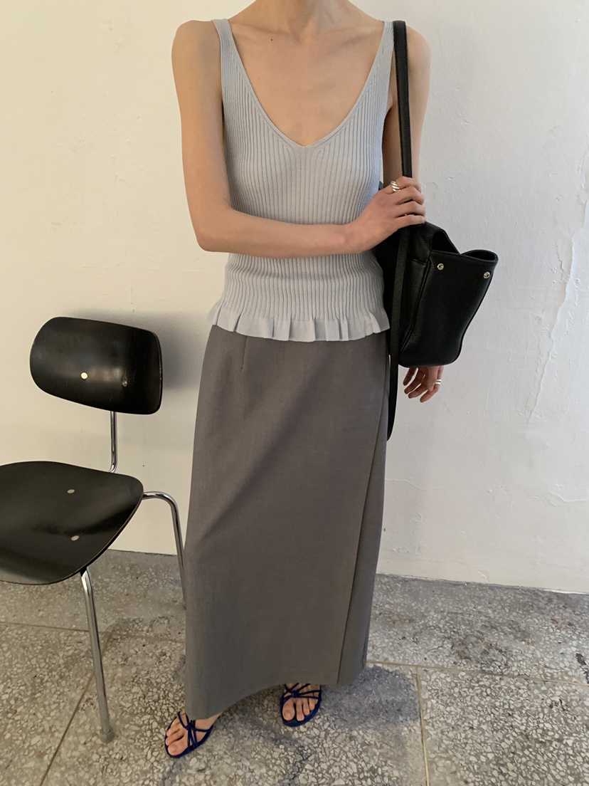 MOVENNE韓國東大門直郵女士新款職業熱賣吊帶背心褶邊針織MOVENNE吊帶/背心