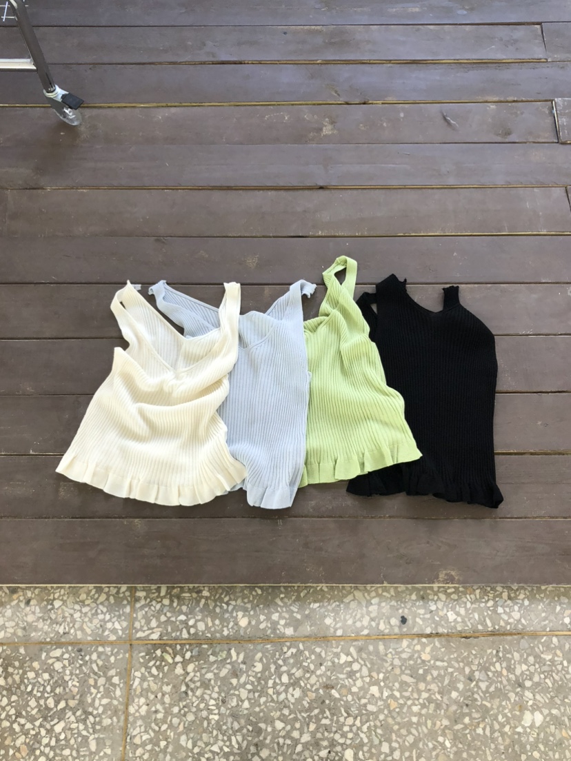 MOVENNE韓國東大門直郵女士新款職業熱賣吊帶背心褶邊針織MOVENNE吊帶/背心