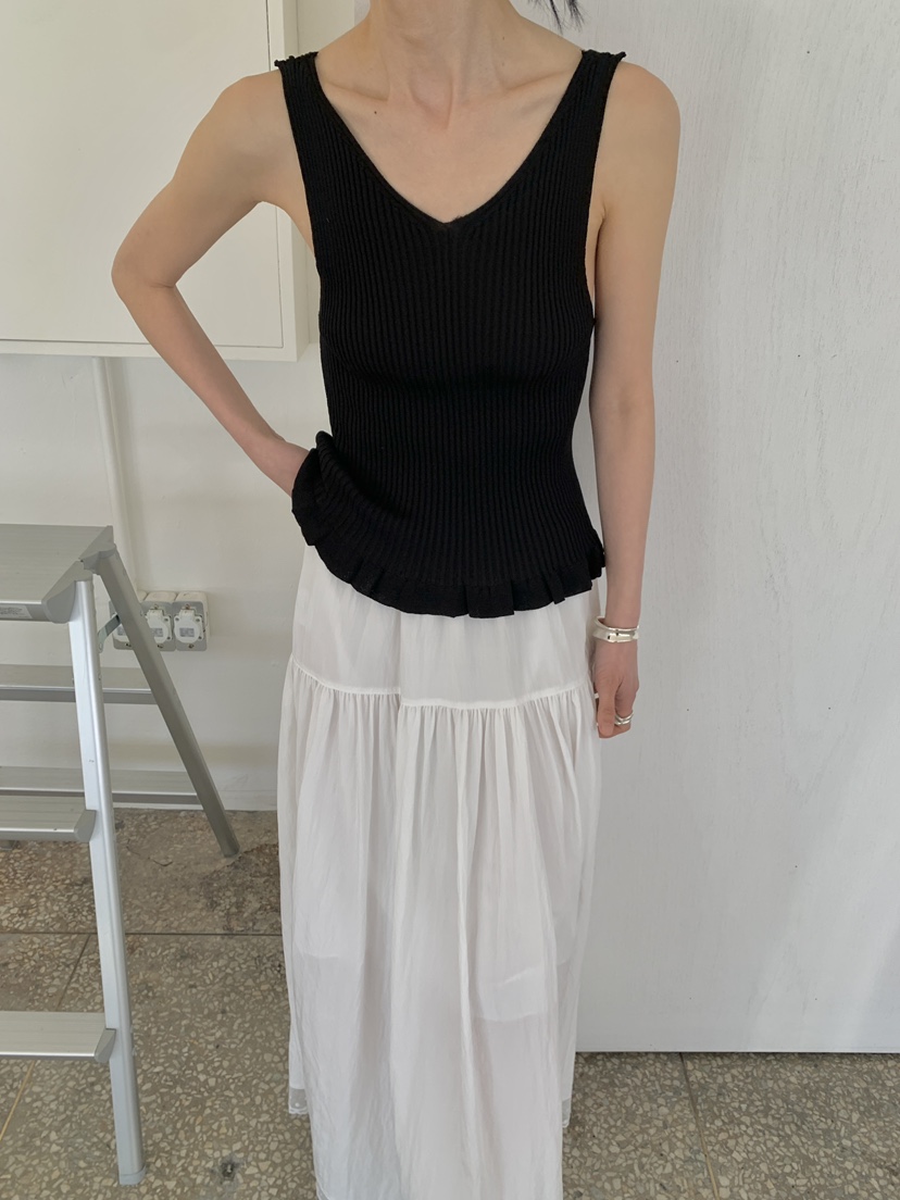 MOVENNE韓國東大門直郵女士新款職業熱賣吊帶背心褶邊針織MOVENNE吊帶/背心