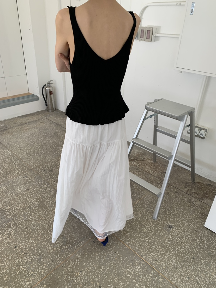 MOVENNE韓國東大門直郵女士新款職業熱賣吊帶背心褶邊針織MOVENNE吊帶/背心