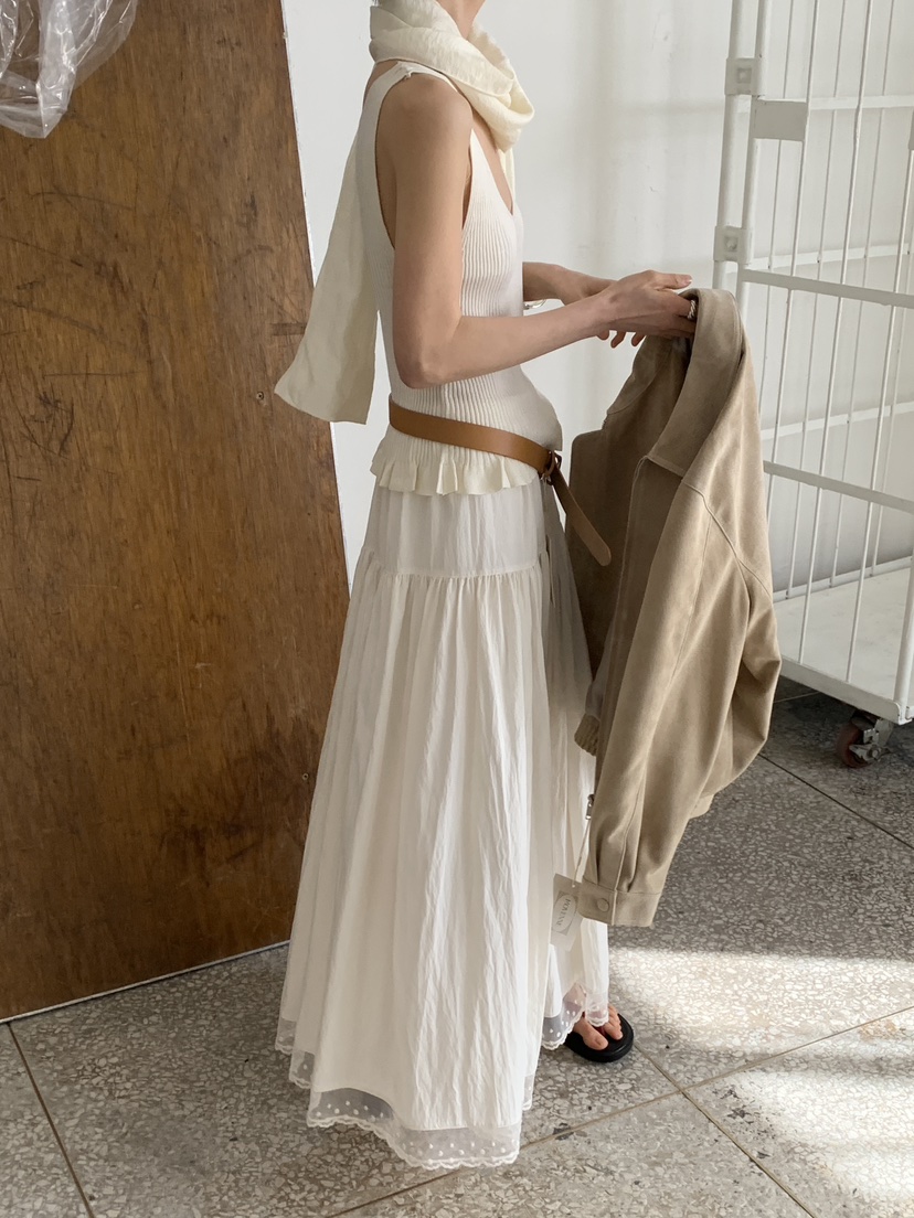 MOVENNE韓國東大門直郵女士新款職業熱賣吊帶背心褶邊針織MOVENNE吊帶/背心