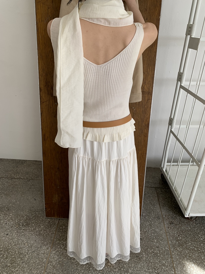 MOVENNE韓國東大門直郵女士新款職業熱賣吊帶背心褶邊針織MOVENNE吊帶/背心