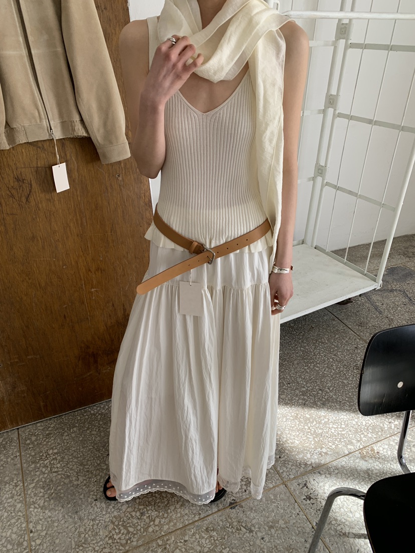 MOVENNE韓國東大門直郵女士新款職業熱賣吊帶背心褶邊針織MOVENNE吊帶/背心