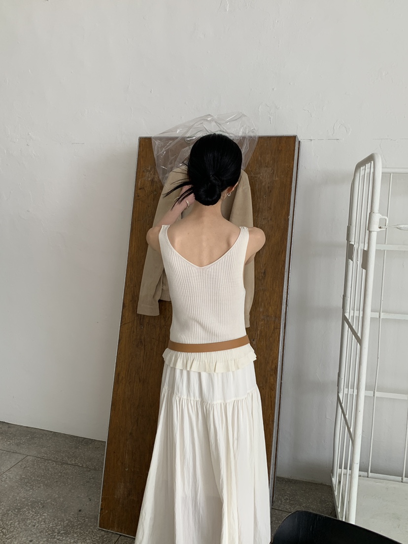 MOVENNE韓國東大門直郵女士新款職業熱賣吊帶背心褶邊針織MOVENNE吊帶/背心