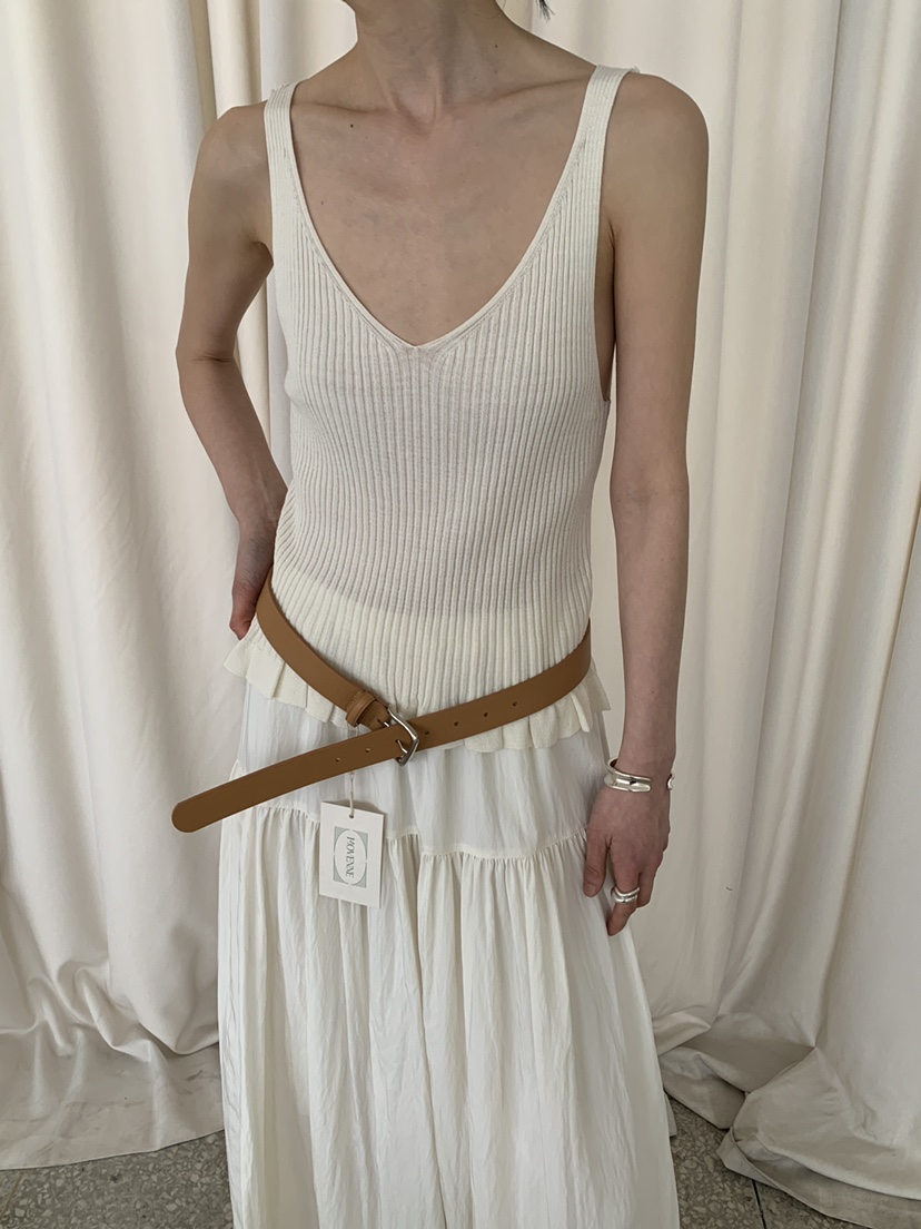 MOVENNE韓國東大門直郵女士新款職業熱賣吊帶背心褶邊針織MOVENNE吊帶/背心