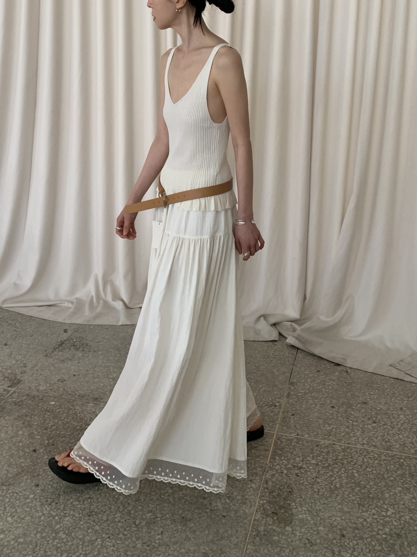 MOVENNE韓國東大門直郵女士新款職業熱賣吊帶背心褶邊針織MOVENNE吊帶/背心