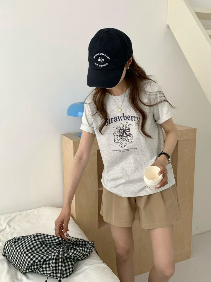 STAY HERE韓國東大門代購女裝新款休閑職業26春夏人氣T恤STAY HERET恤