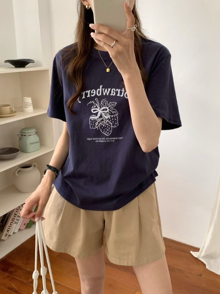 STAY HERE韓國東大門代購女裝新款休閑職業26春夏人氣T恤STAY HERET恤圖色2