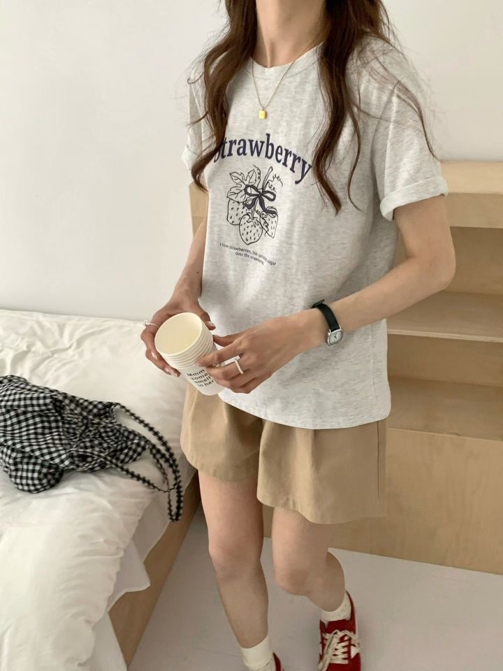 STAY HERE韓國東大門代購女裝新款休閑職業26春夏人氣T恤STAY HERET恤圖色3