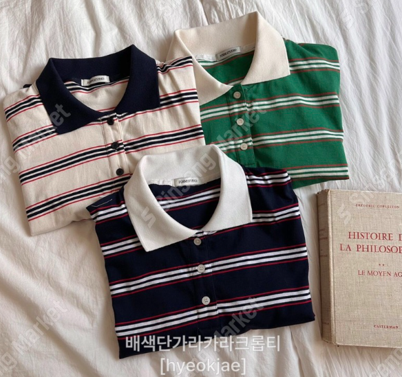 FORMSTUDIO/ATELIENNE韓國東大門代購女士新品推薦T恤Sale撞色條紋FORMSTUDIO/ATELIENNET恤