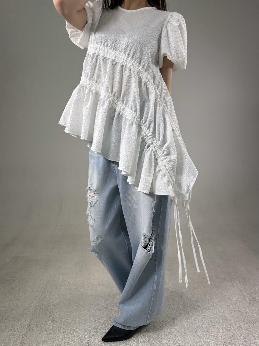 SHIRRING韓國代購女裝新款休閑26春夏職業人氣襯衫蕾絲衫SHIRRING襯衫/蕾絲衫