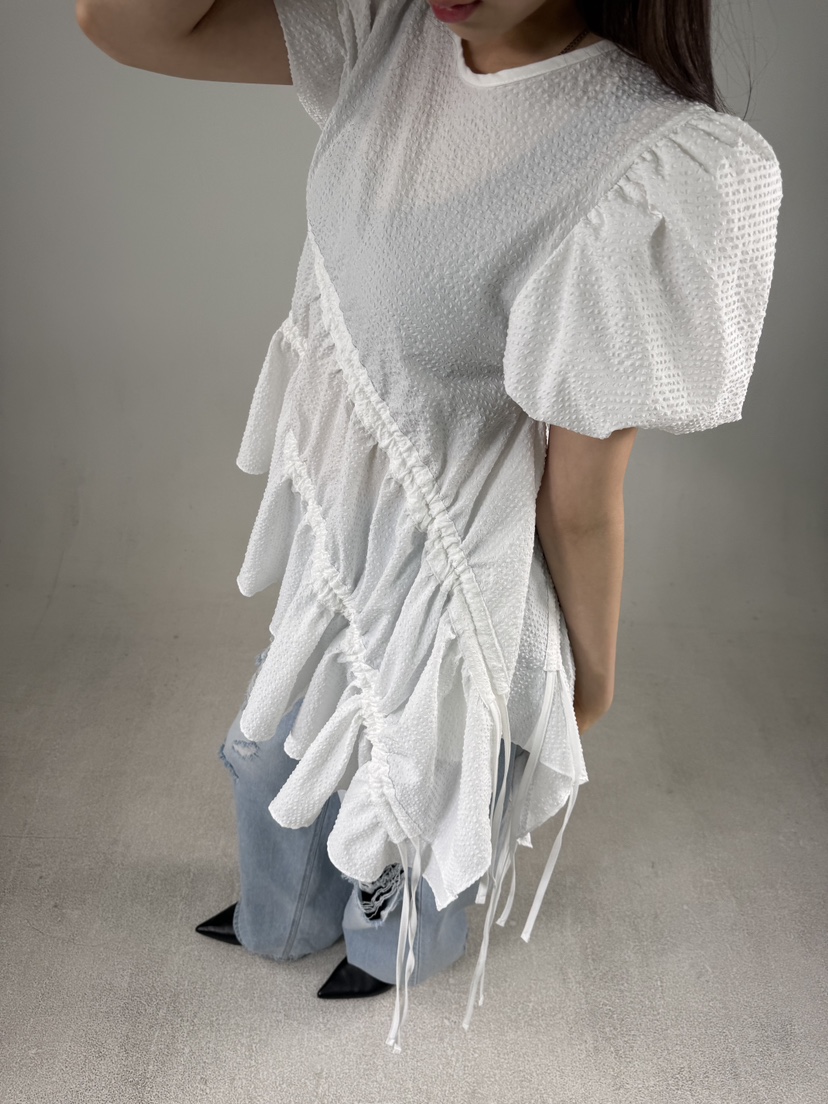 SHIRRING韓國代購女裝新款休閑26春夏職業人氣襯衫蕾絲衫SHIRRING襯衫/蕾絲衫