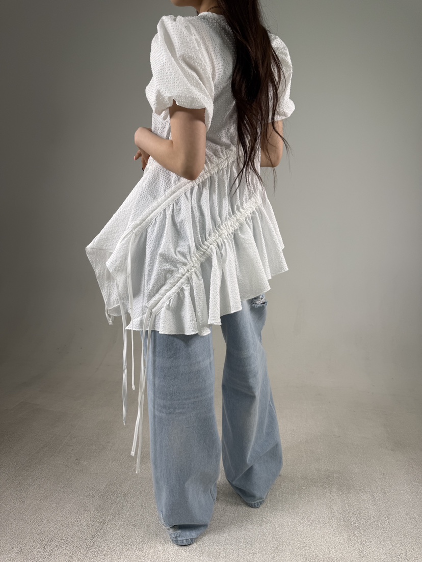 SHIRRING韓國代購女裝新款休閑26春夏職業人氣襯衫蕾絲衫SHIRRING襯衫/蕾絲衫