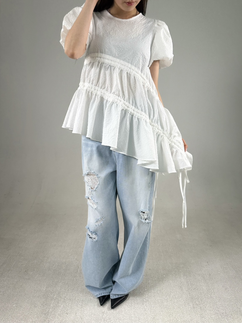 SHIRRING韓國代購女裝新款休閑26春夏職業人氣襯衫蕾絲衫SHIRRING襯衫/蕾絲衫