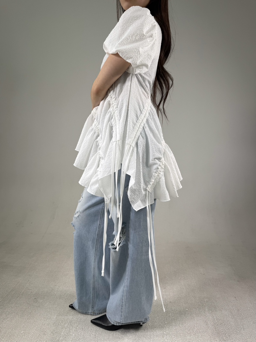 SHIRRING韓國代購女裝新款休閑26春夏職業人氣襯衫蕾絲衫SHIRRING襯衫/蕾絲衫