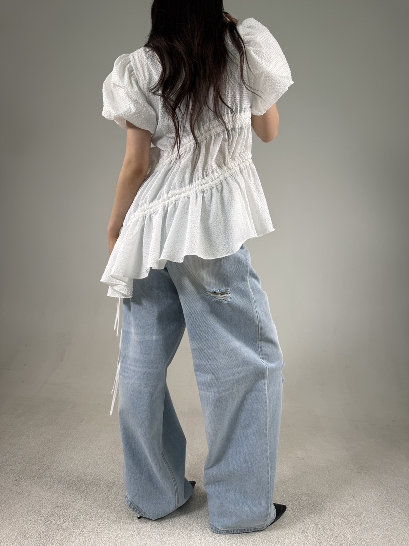 SHIRRING韓國代購女裝新款休閑26春夏職業人氣襯衫蕾絲衫SHIRRING襯衫/蕾絲衫